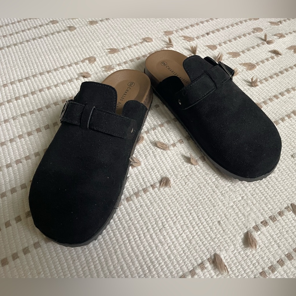 Black Corduroy Slip-On Clogs